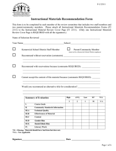 Instructional Materials Recommendation Form