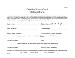 Denial of Class Credit Referral Form