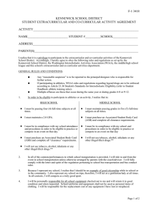 F-1 3418  KENNEWICK SCHOOL DISTRICT STUDENT EXTRACURRICULAR AND CO-CURRICULAR ACTIVITY AGREEMENT