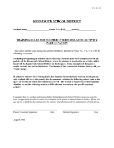 KENNEWICK SCHOOL DISTRICT TRAINING RULES FOR SUMMER INTERSCHOLASTIC ACTIVITY PARTICIPATION