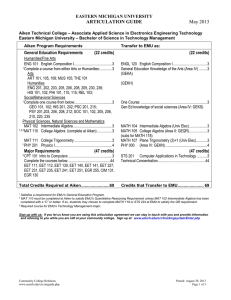 ARTICULATION GUIDE EASTERN MICHIGAN UNIVERSITY