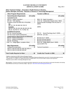 ARTICULATION GUIDE EASTERN MICHIGAN UNIVERSITY