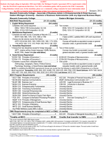 EASTERN MICHIGAN UNIVERSITY ARTICULATION GUIDE January 2012