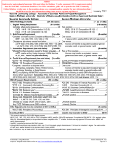 EASTERN MICHIGAN UNIVERSITY ARTICULATION GUIDE January 2012