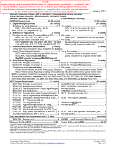 EASTERN MICHIGAN UNIVERSITY ARTICULATION GUIDE January 2012