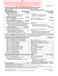 EASTERN MICHIGAN UNIVERSITY  ARTICULATION GUIDE January 2012