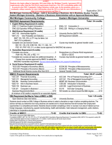 EASTERN MICHIGAN UNIVERSITY ARTICULATION GUIDE  September 2013