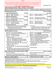 EASTERN MICHIGAN UNIVERSITY  ARTICULATION GUIDE