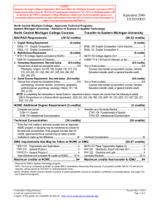 September 2009 EXTENDED EASTERN MICHIGAN UNIVERSITY