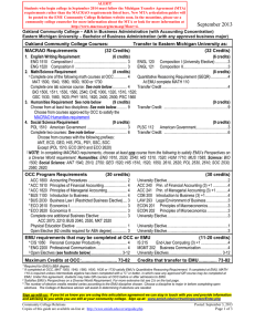 EASTERN MICHIGAN UNIVERSITY ARTICULATION TRANSFER GUIDE September 2013