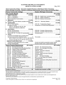 EASTERN MICHIGAN UNIVERSITY ARTICULATION GUIDE  May 2013