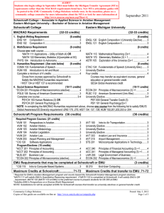 EASTERN MICHIGAN UNIVERSITY  ARTICULATION GUIDE September 2011