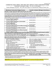 COMMUNICATION, MEDIA, THEATRE ARTS ARTICULATION AGREEMENT GUIDE