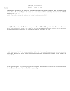 PHGN341: Thermal Physics Exam I - February 17, 2012 NAME: