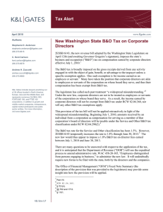 Tax Alert New Washington State B&amp;O Tax on Corporate Directors