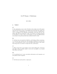 14.27 Exam 1 Solutions 1 T,F,U 10/8/2014