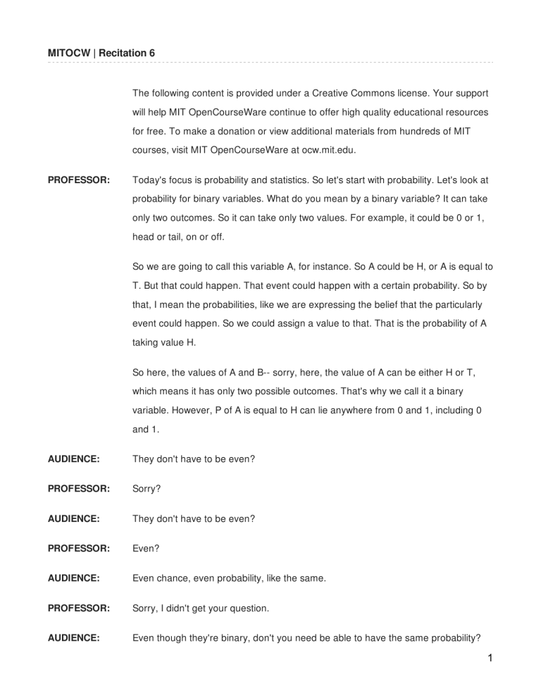 MITOCW Recitation 6