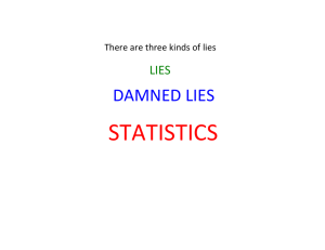STATISTICS DAMNED LIES LIES There are three kinds of lies 
