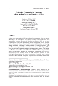 Evaluating Changes in the Prevalence of the Autism Spectrum Disorders (ASDs)