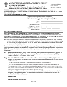 MILITARY SERVICE AND POST-ACTIVE DUTY STUDENT DEFERMENT REQUEST