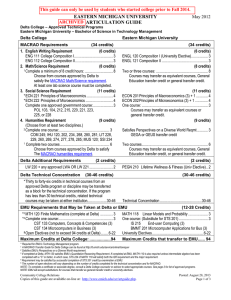 EASTERN MICHIGAN UNIVERSITY  ARTICULATION GUIDE