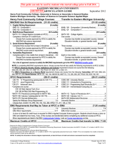 EASTERN MICHIGAN UNIVERSITY ARTICULATION GUIDE