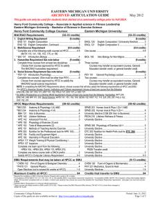 EASTERN MICHIGAN UNIVERSITY ARTICULATION GUIDE ARCHIVED