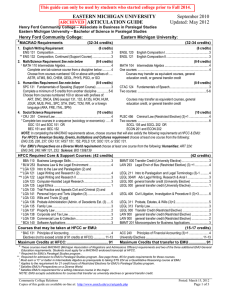 EASTERN MICHIGAN UNIVERSITY ARTICULATION GUIDE Updated: May 2012