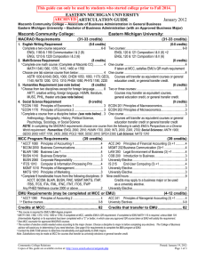 EASTERN MICHIGAN UNIVERSITY ARTICULATION GUIDE January 2012