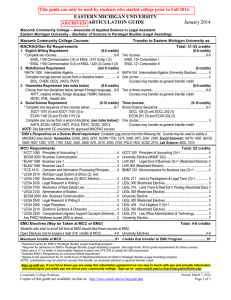 EASTERN MICHIGAN UNIVERSITY ARTICULATION GUIDE  January 2014