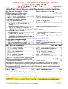 EASTERN MICHIGAN UNIVERSITY ARTICULATION GUIDE  September 2013