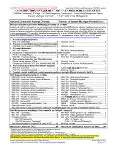 CONSTRUCTION MANAGEMENT ARTICULATION AGREEMENT GUIDE Oakland Community College &ndash;