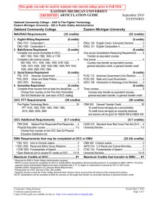 EASTERN MICHIGAN UNIVERSITY ARTICULATION GUIDE September 2010