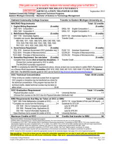 EASTERN MICHIGAN UNIVERSITY ARTICULATION TRANSFER GUIDE September 2013