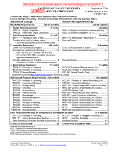 EASTERN MICHIGAN UNIVERSITY ARTICULATION GUIDE September 2010