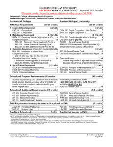 EASTERN MICHIGAN UNIVERSITY ARTICULATION GUIDE ARCHIVED