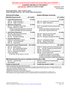 EASTERN MICHIGAN UNIVERSITY ARTICULATION GUIDE September 2010