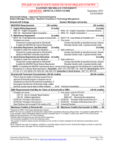 EASTERN MICHIGAN UNIVERSITY  ARTICULATION GUIDE September 2010