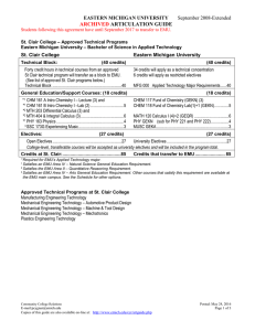 ARTICULATION GUIDE ARCHIVED EASTERN MICHIGAN UNIVERSITY