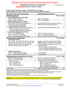 EASTERN MICHIGAN UNIVERSITY ARTICULATION GUIDE November 2013