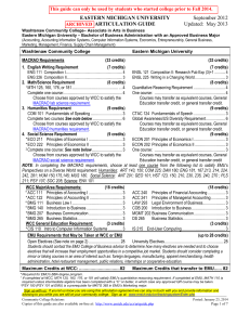 EASTERN MICHIGAN UNIVERSITY ARTICULATION GUIDE Updated:  May 2013