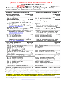 EASTERN MICHIGAN UNIVERSITY ARTICULATION GUIDE