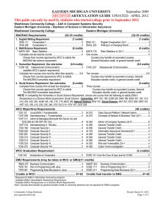 EASTERN MICHIGAN UNIVERSITY ARTICULATION GUIDE ARCHIVED