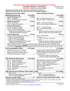 EASTERN MICHIGAN UNIVERSITY ARTICULATION GUIDE September 2010