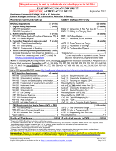 EASTERN MICHIGAN UNIVERSITY  ARTICULATION GUIDE