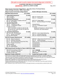 EASTERN MICHIGAN UNIVERSITY  ARTICULATION GUIDE