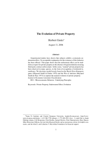 The Evolution of Private Property Herbert Gintis August 13, 2006