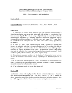 MASSACHUSETTS ISTITUTE OF TECHOLOGY 6.013 – Electromagnetics and Applications Problem Set 5