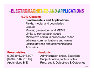6.013 Content: Fundamentals and Applications Fields, media, and boundaries Circuits