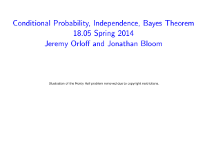 Probability, Independence, Bayes Theorem Conditional Spring 2014 18.05